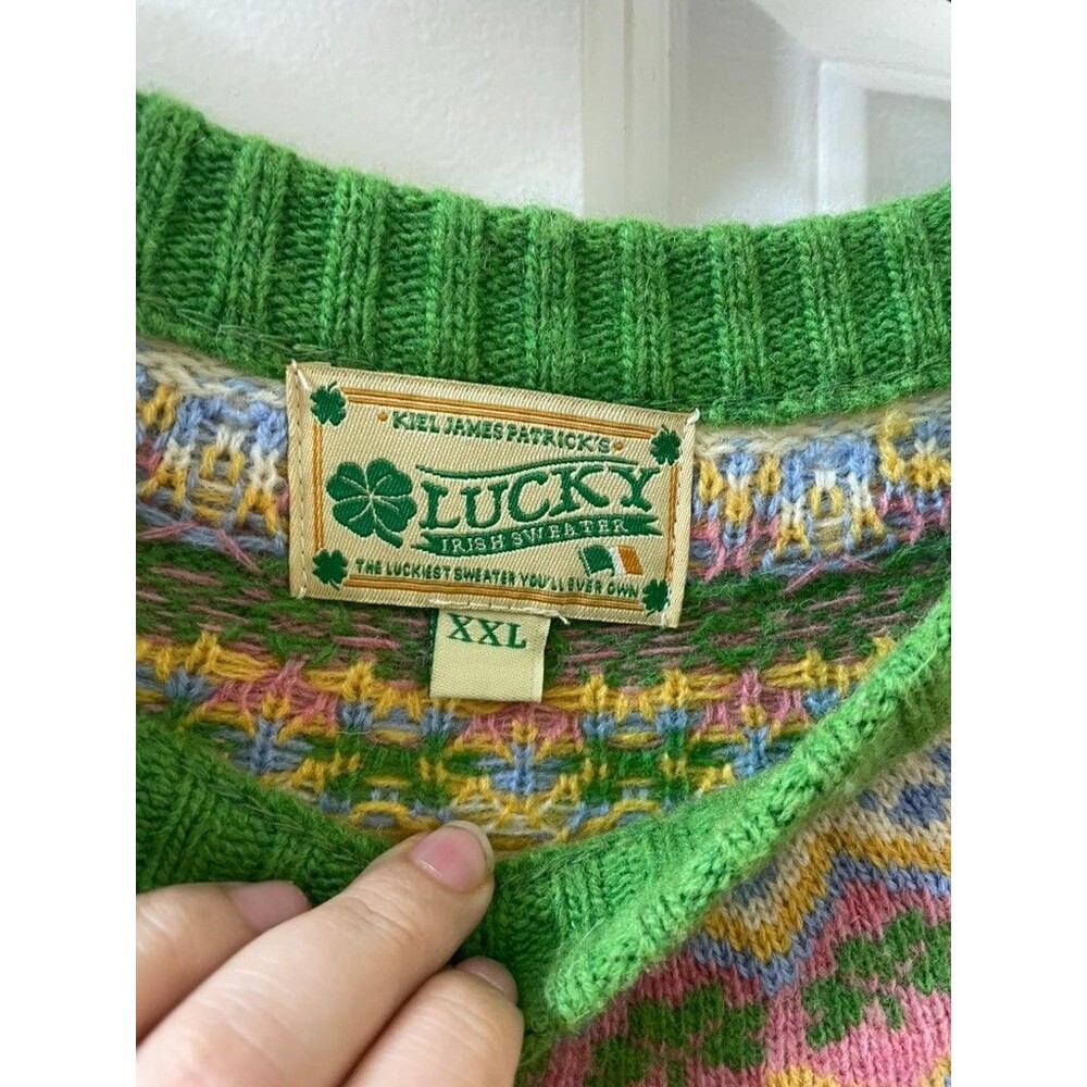 Kiel James Patrick Pink Fair Isle Crew Neck Wool Sweater Womans Size XXL - Picture 2 of 10